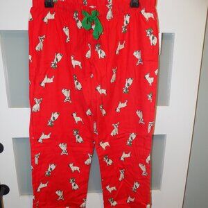 Old Navy Christmas French Bulldogs Red Flannel Pajama Bottoms Size S Women's NEW
